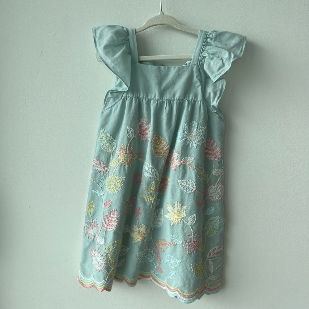 Zara kids embroidered floral pastel spring dress size 4 - 5 retail $49